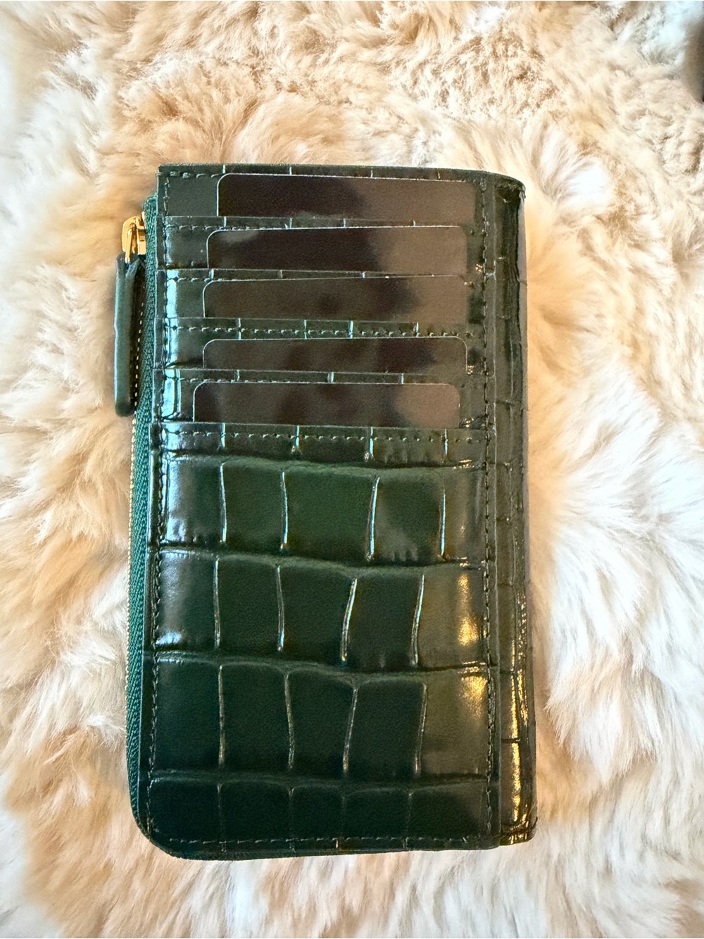 (Rare) CHANEL Green Croc-Embossed Leather Zip Cardholder (Matthieu Blazy 26S) - Picture 3 of 5